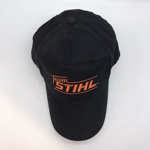 Team Stihl Embroidered Logo Ball Cap Hook & Loop Black Cotton Chainsaw Dad Hat - Picture 5 of 8